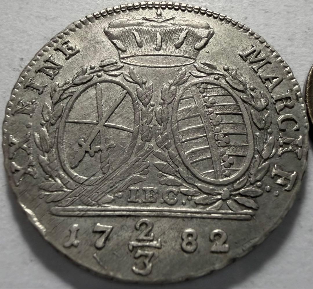 K*読様 1782年 ドイツザクセン王国2/3ターラー銀貨フリードリヒ　アウグス