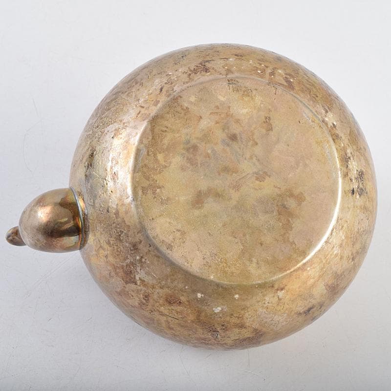 煎茶道具　いぶし銀　銀流　湯沸　約424g　時代箱付　M　R9460