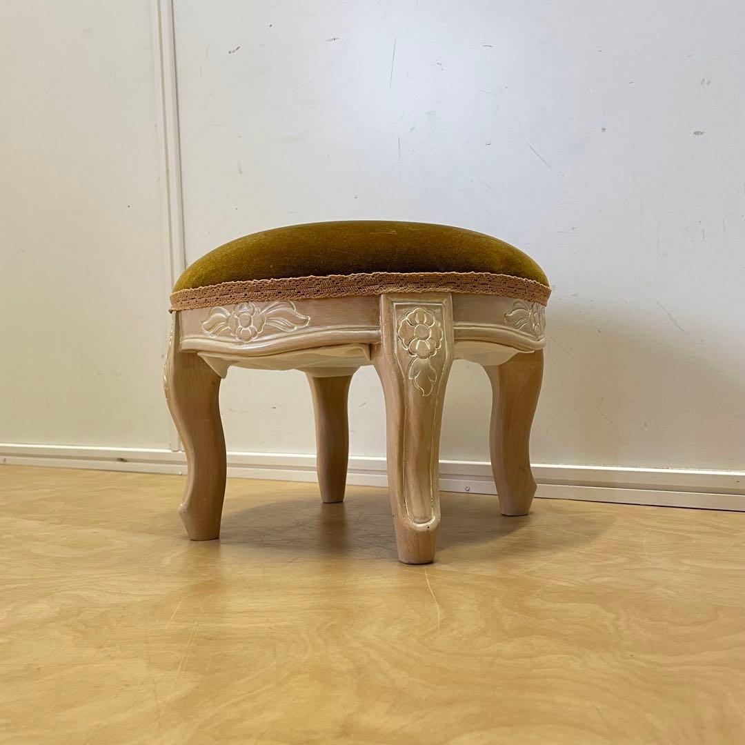 グリーン イタリア製 猫脚 小型スツール② ミニスツール オットマン 椅子