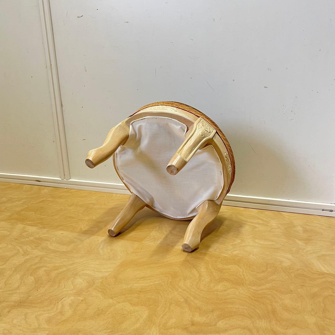 グリーン イタリア製 猫脚 小型スツール② ミニスツール オットマン 椅子