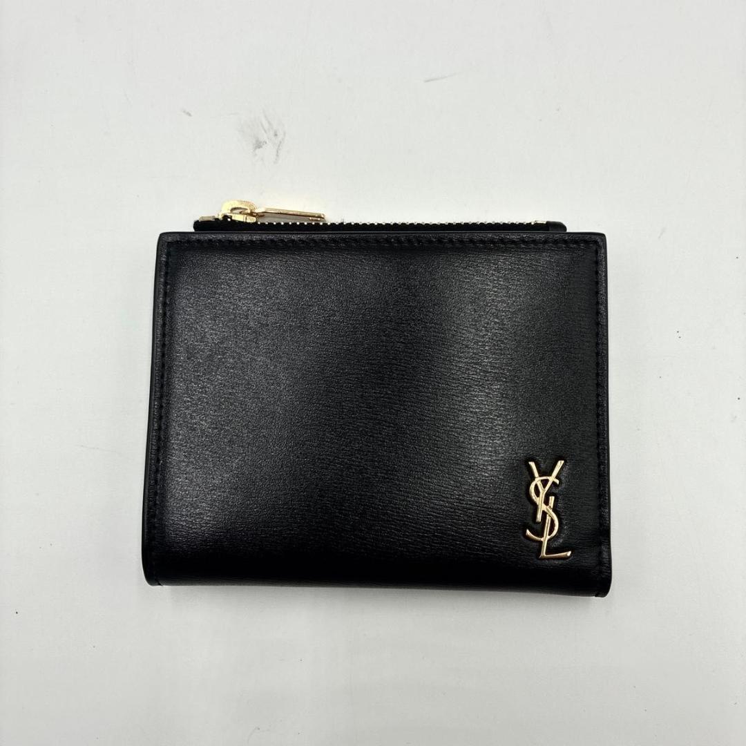 noe　サンローラン 二つ折り 折り財布 カサンドラ レザー ブラック