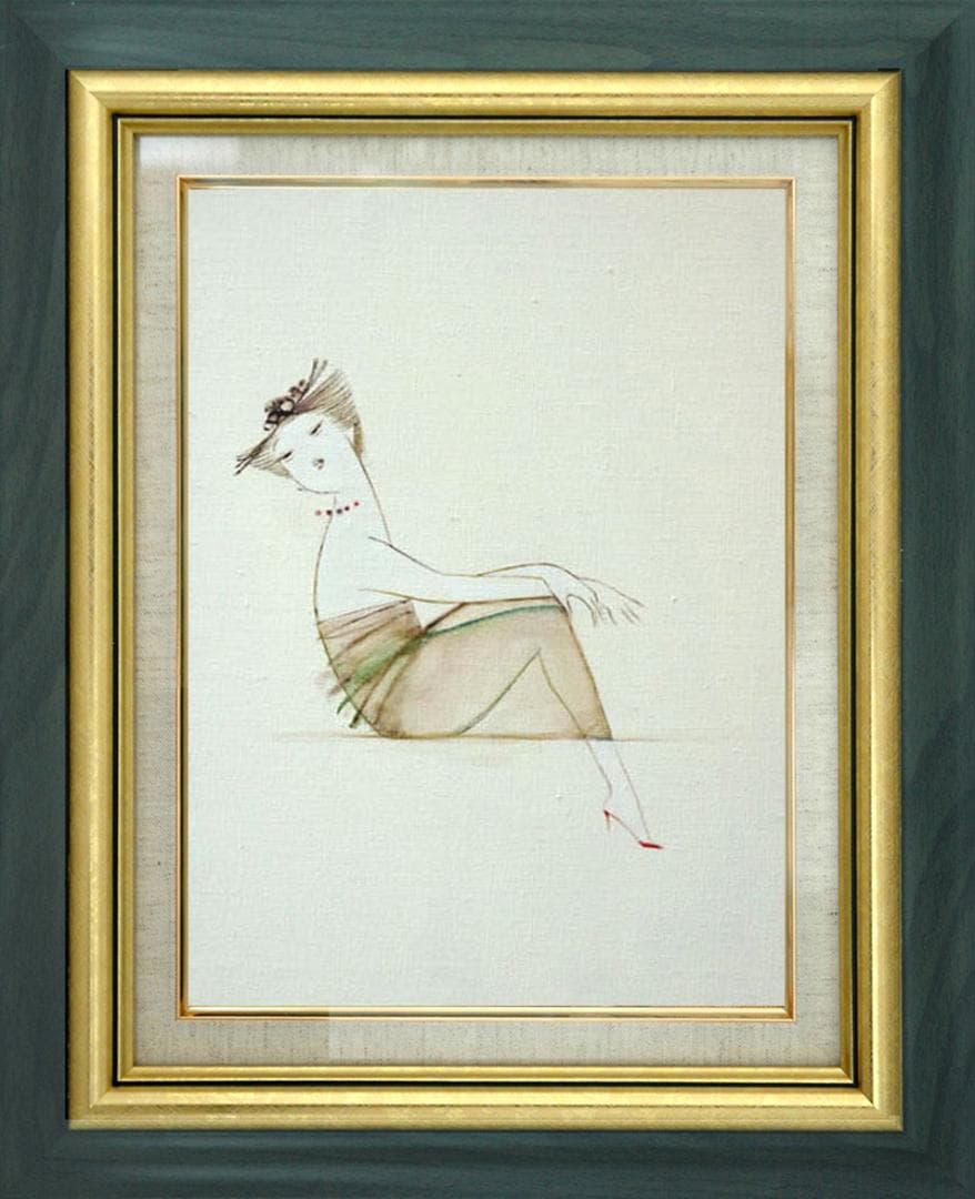 油絵 菅家令子 絵 絵画 インテリア 額付(黒) F4-080315 人物 女性