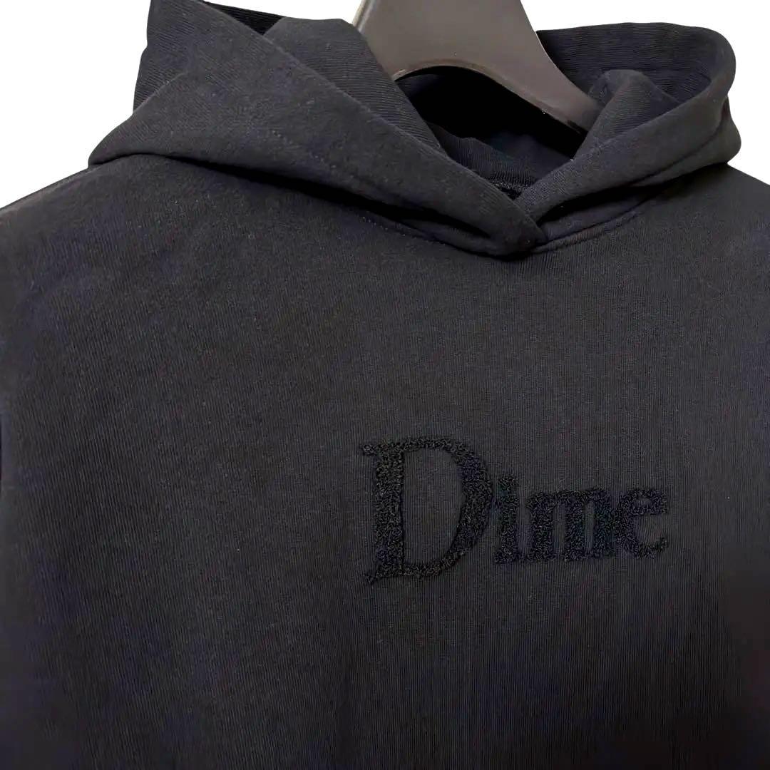 Dime クラシックロゴ 刺繍 パーカー 黒 M ブラック同色ロゴ ダイム 完売