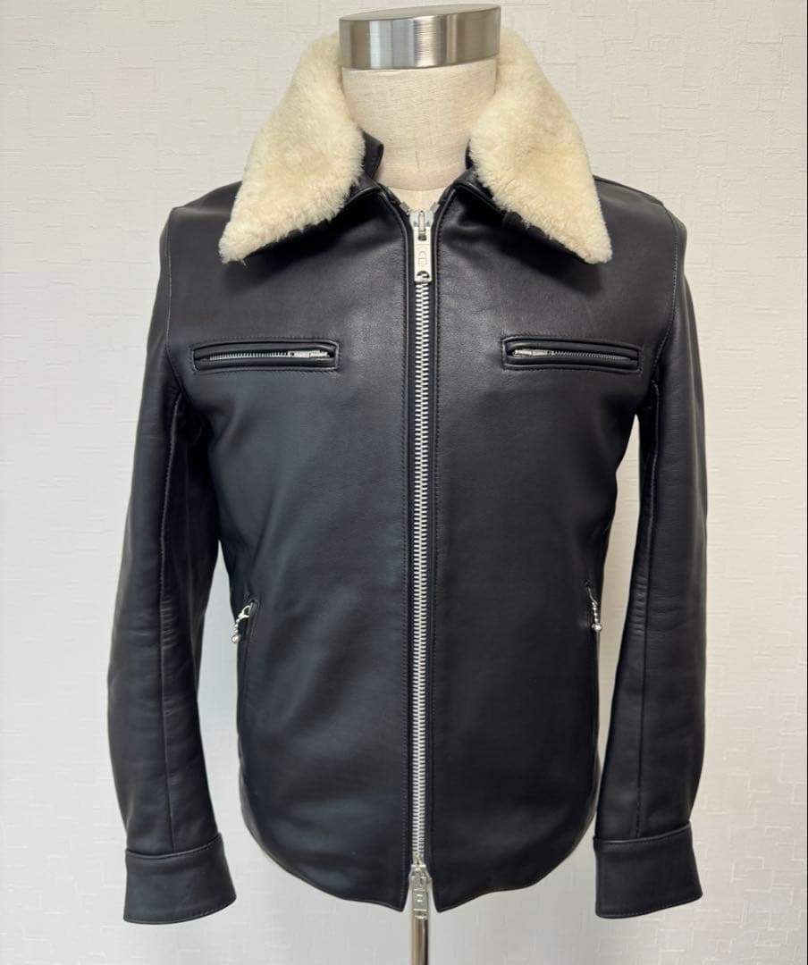 ◆美品◆JAMES GROSE◆ライダースジャケット◆襟ボア脱着可◆英国製