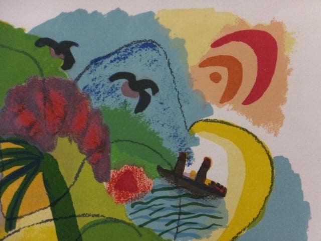 ヘンリー・ミラー　直筆サイン『ザンジバル沖のどこか』リトグラフ 0723H