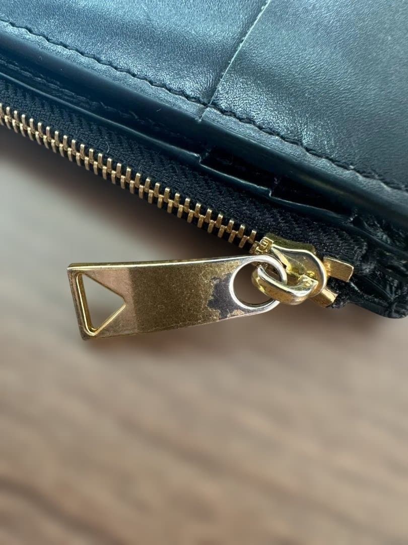 BOTTEGA VENETA 二つ折り財布 マキシイントレチャート レザー 黒