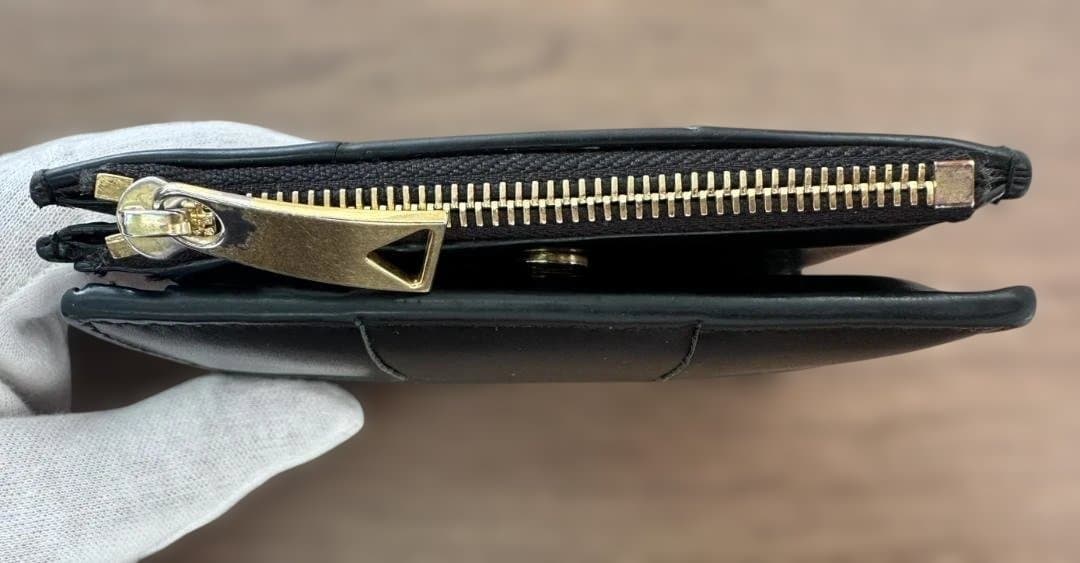 BOTTEGA VENETA 二つ折り財布 マキシイントレチャート レザー 黒