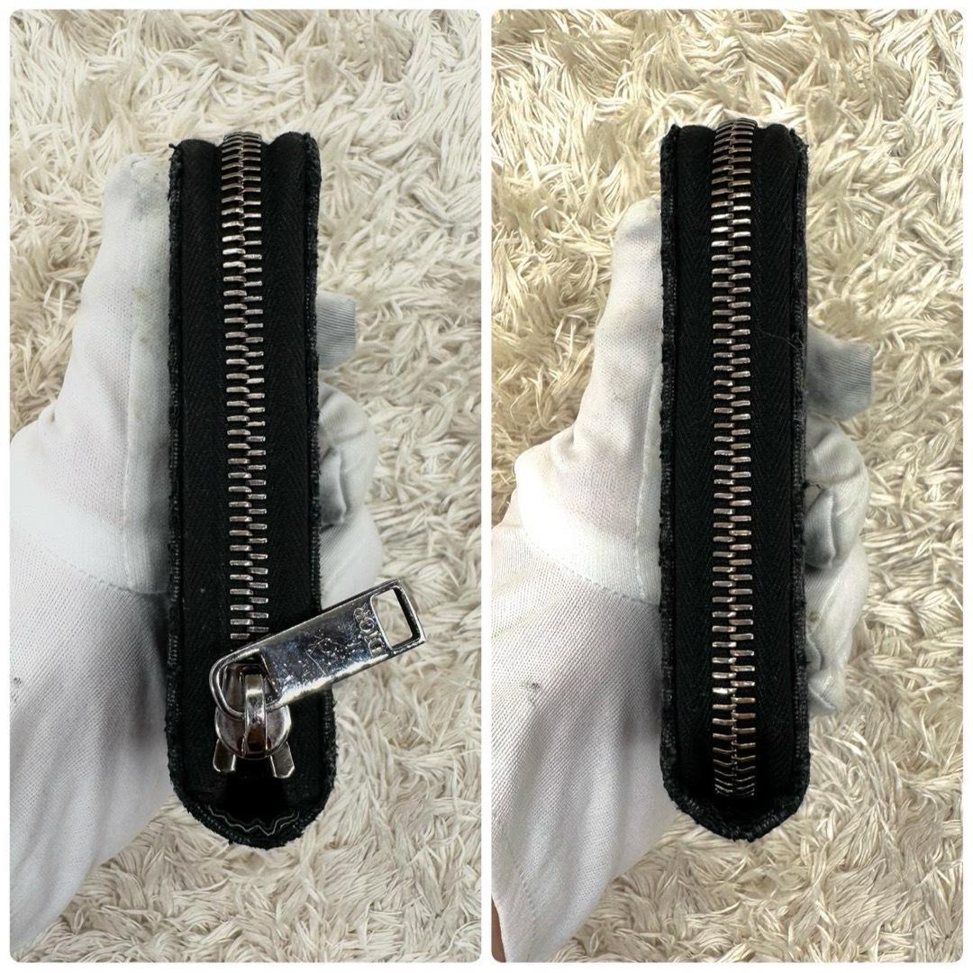 【美品】クリスチャンディオール 二つ折り財布 グレー キャンバス トロッター