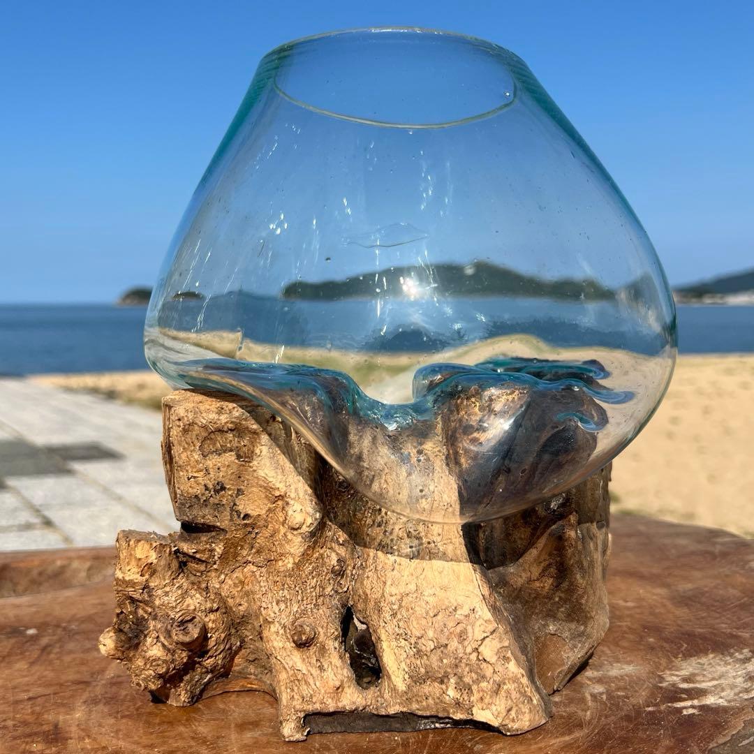 流木ガラスオブジェ大F 花瓶 金魚鉢 ガーデニング フラワーポット 水槽 アート