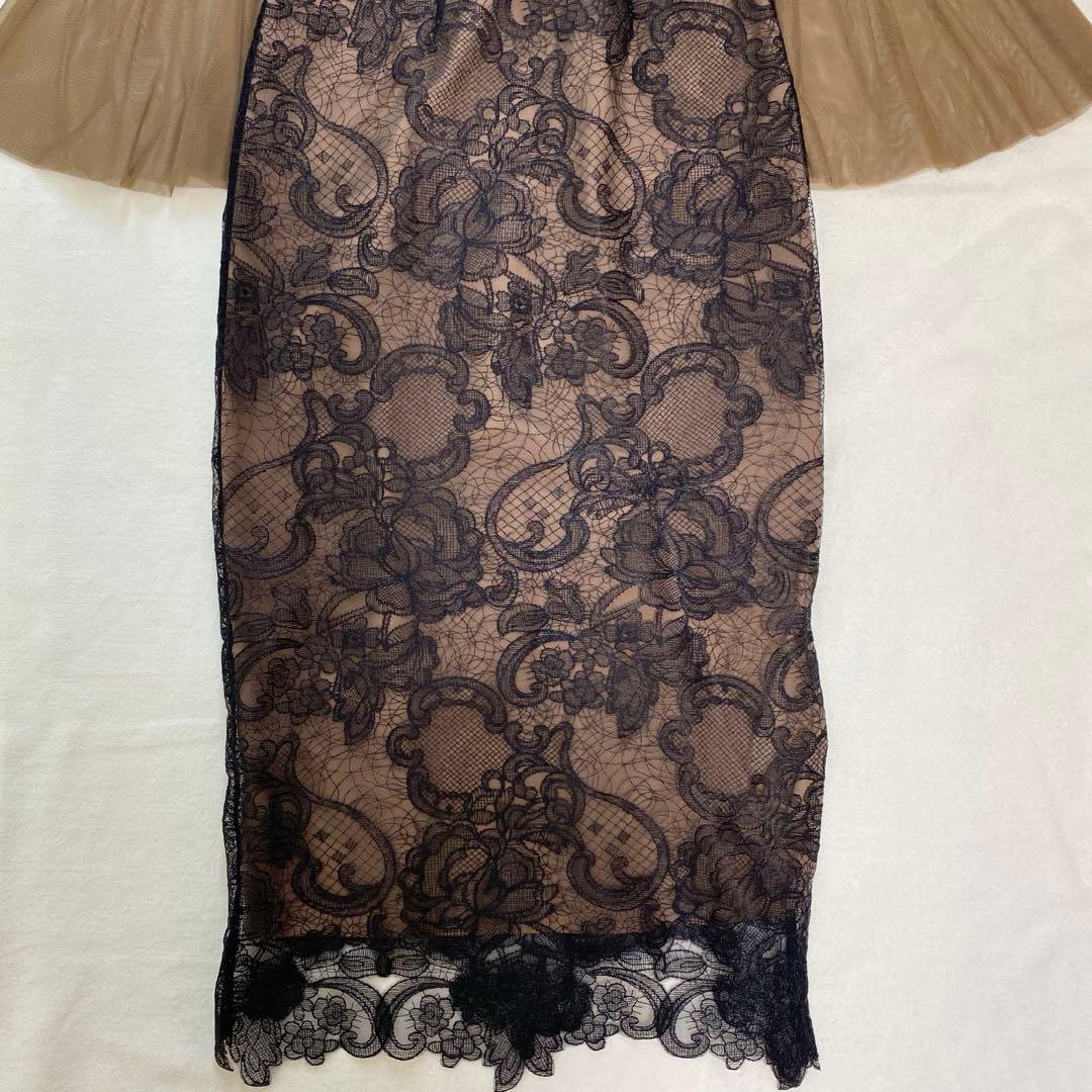 Leja シアープリーツスリーブIラインワンピースドレス オケージョン お呼ばれ