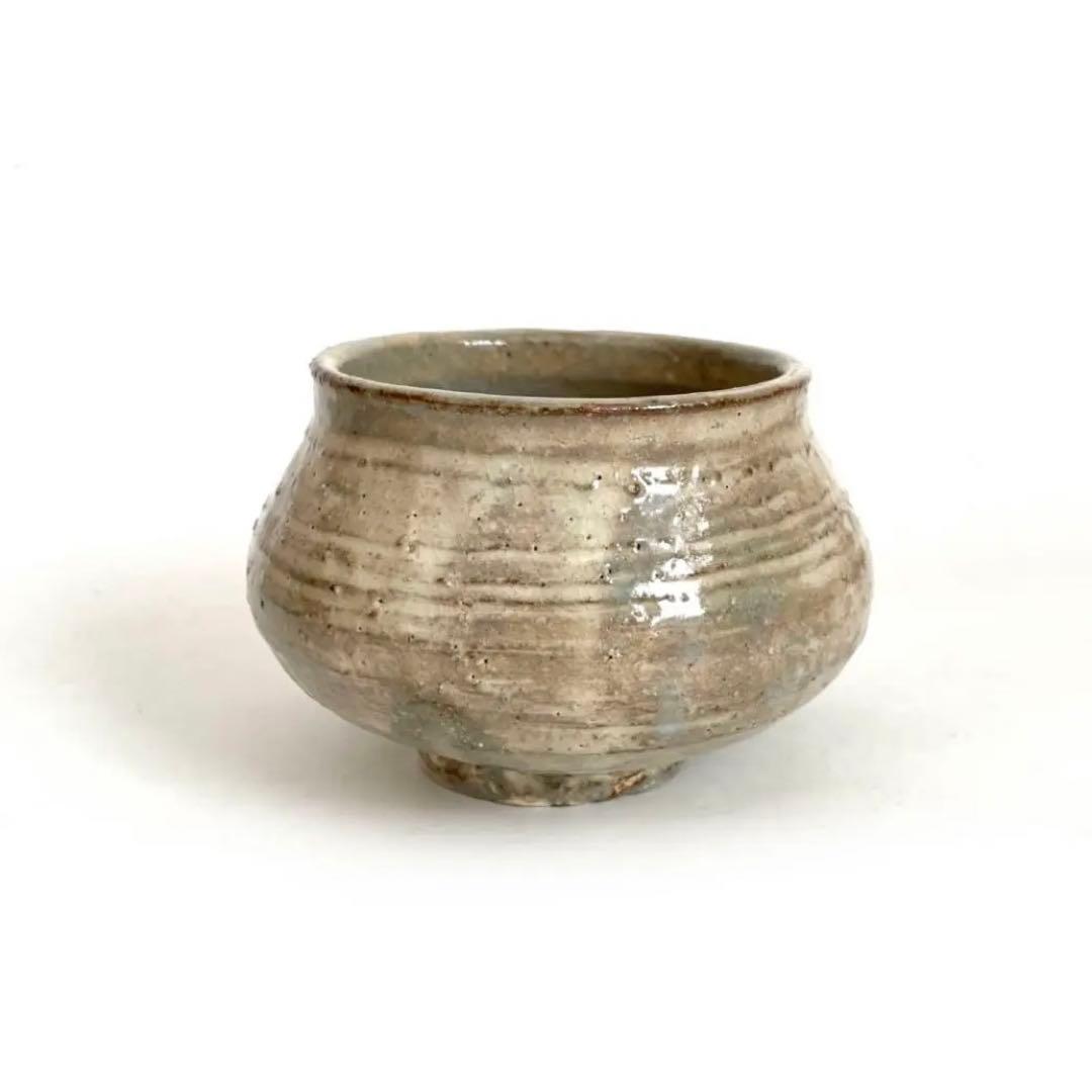 陶芸家　岡部嶺男　粉引　塩筍茶碗　茶盌　抹茶碗　岡部美喜識箱　加藤唐九郎