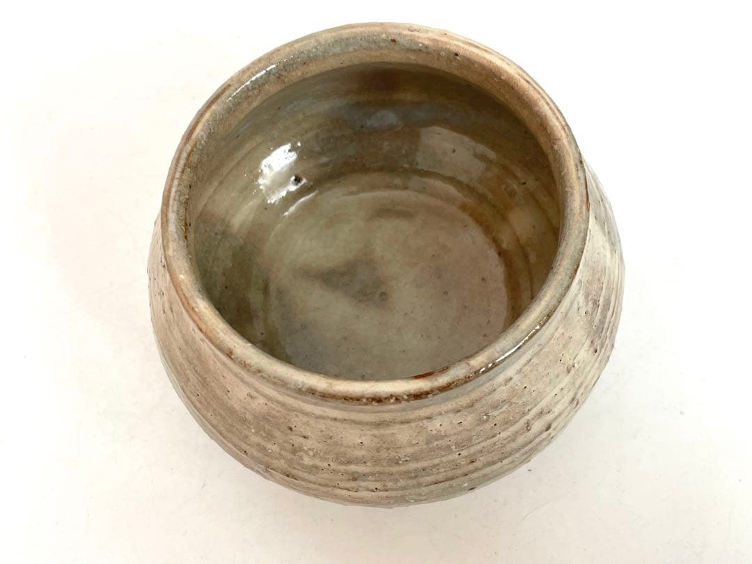 陶芸家　岡部嶺男　粉引　塩筍茶碗　茶盌　抹茶碗　岡部美喜識箱　加藤唐九郎