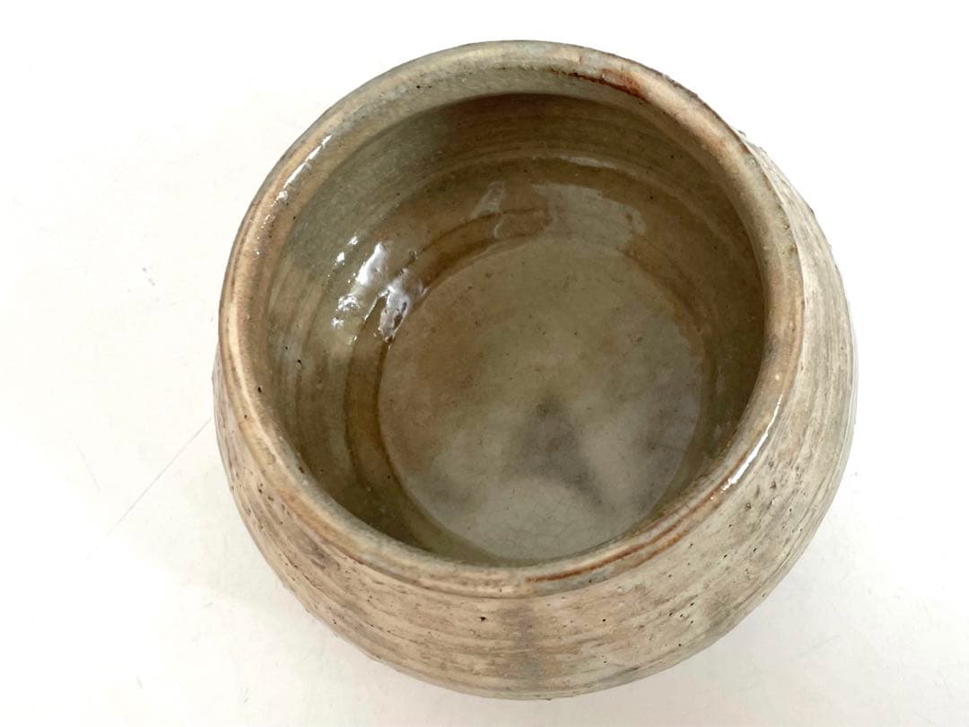 陶芸家　岡部嶺男　粉引　塩筍茶碗　茶盌　抹茶碗　岡部美喜識箱　加藤唐九郎