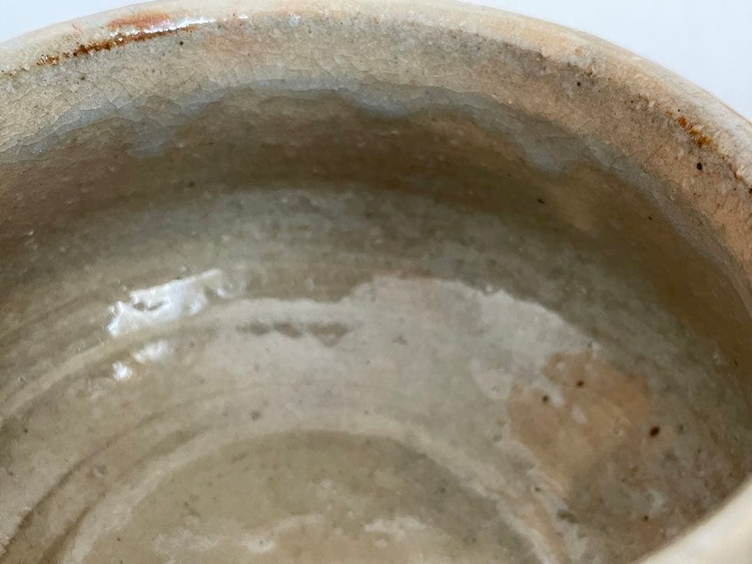 陶芸家　岡部嶺男　粉引　塩筍茶碗　茶盌　抹茶碗　岡部美喜識箱　加藤唐九郎