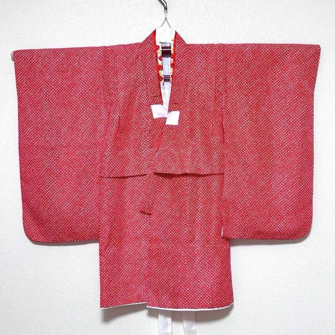 七五三 3歳　被布コート着物セット【つけ毛・髪飾り・草履・かかと止め付き】