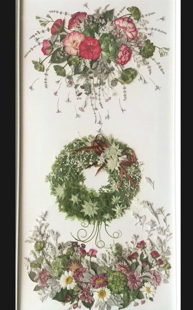 押し花アート〜花のワルツ〜 額装　アート リース　押し花額　インテリア　ブーケ