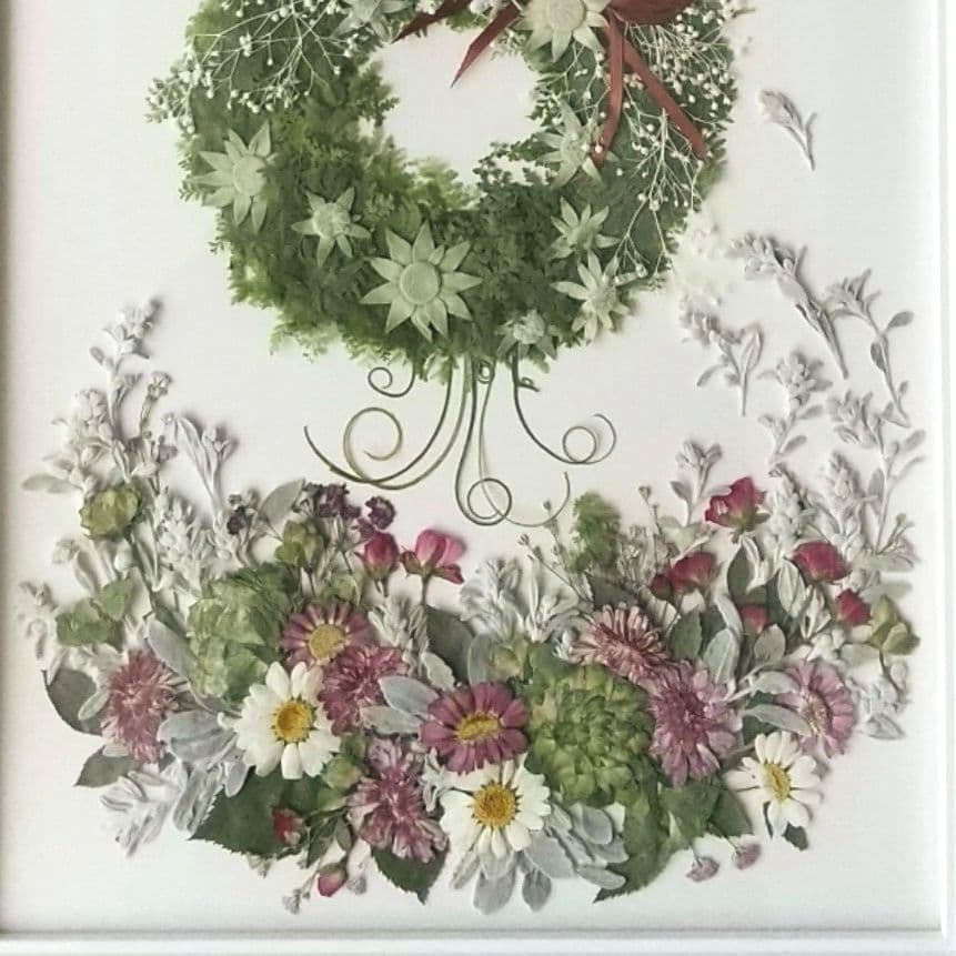 押し花アート〜花のワルツ〜 額装　アート リース　押し花額　インテリア　ブーケ