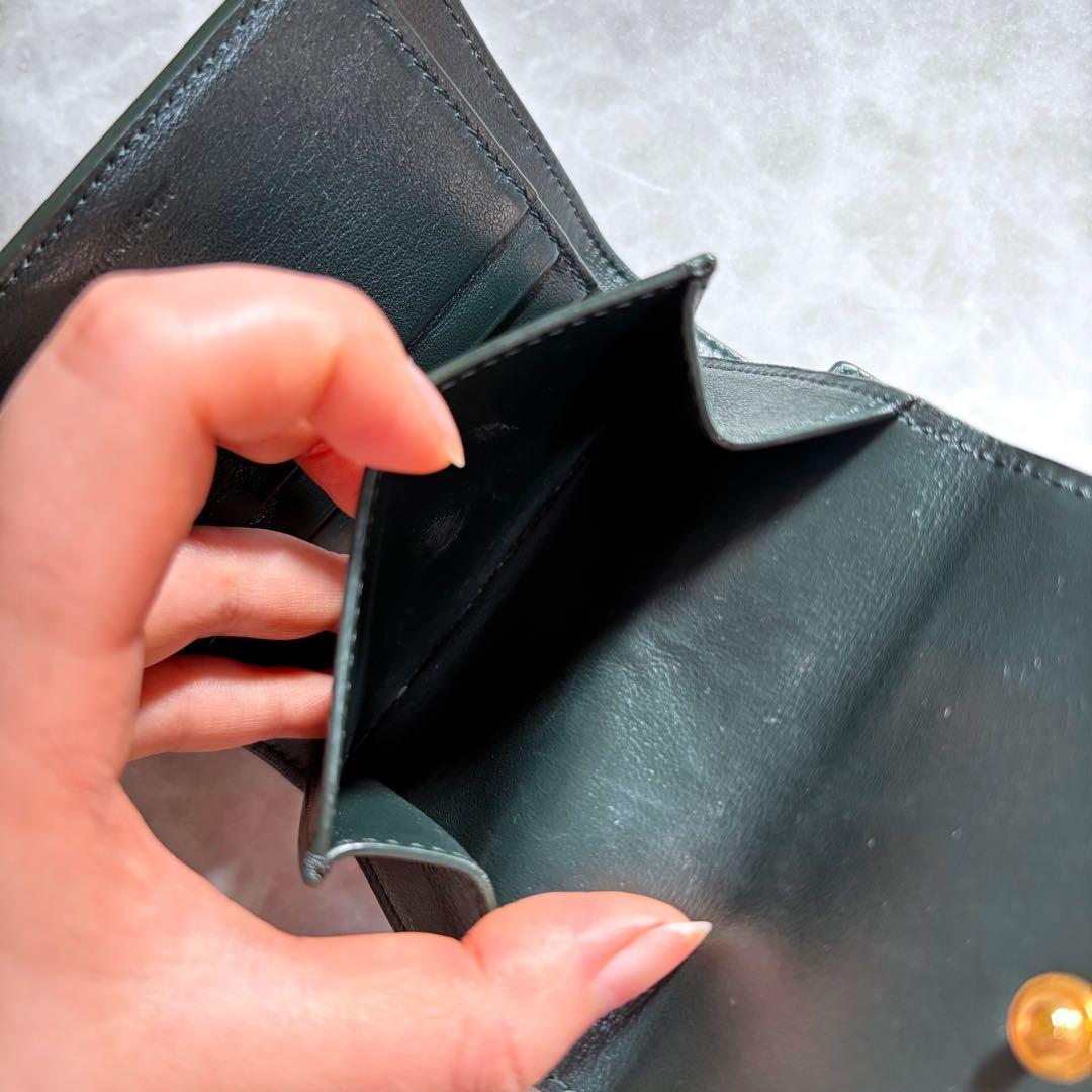 CELINE スモールトリフォールドウォレット グリーン　三つ折り財布　財布