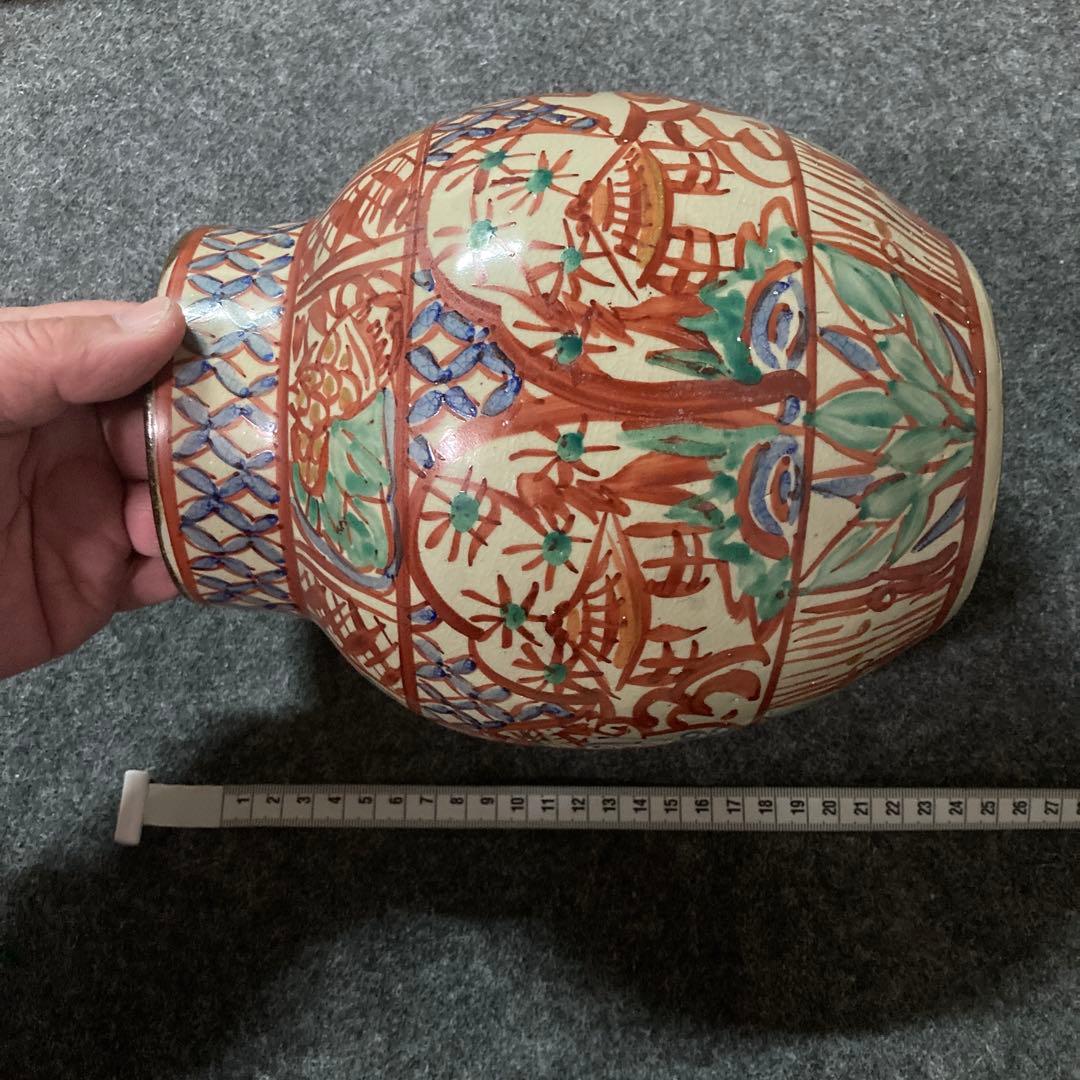 壺屋焼 琉球赤絵龍文壺