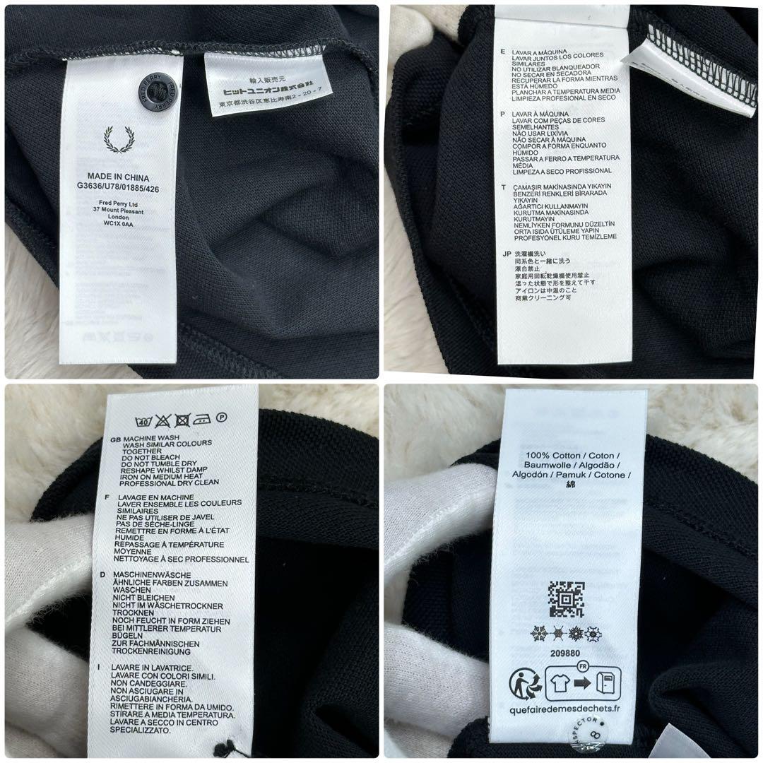 ✨美品✨フレッドペリー 金刺繍 ポロシャツ G3636 黒 長袖 UK12 L