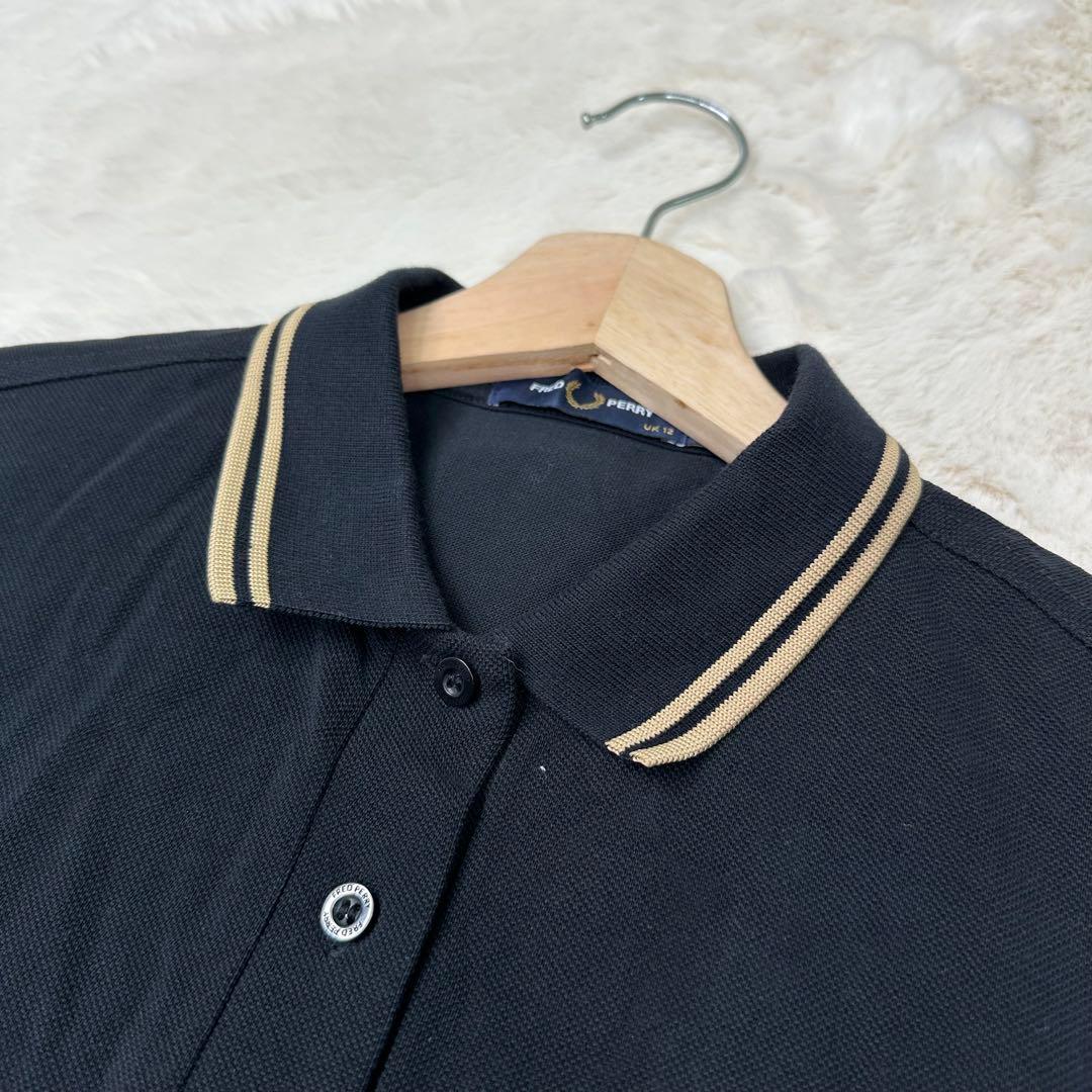 ✨美品✨フレッドペリー 金刺繍 ポロシャツ G3636 黒 長袖 UK12 L