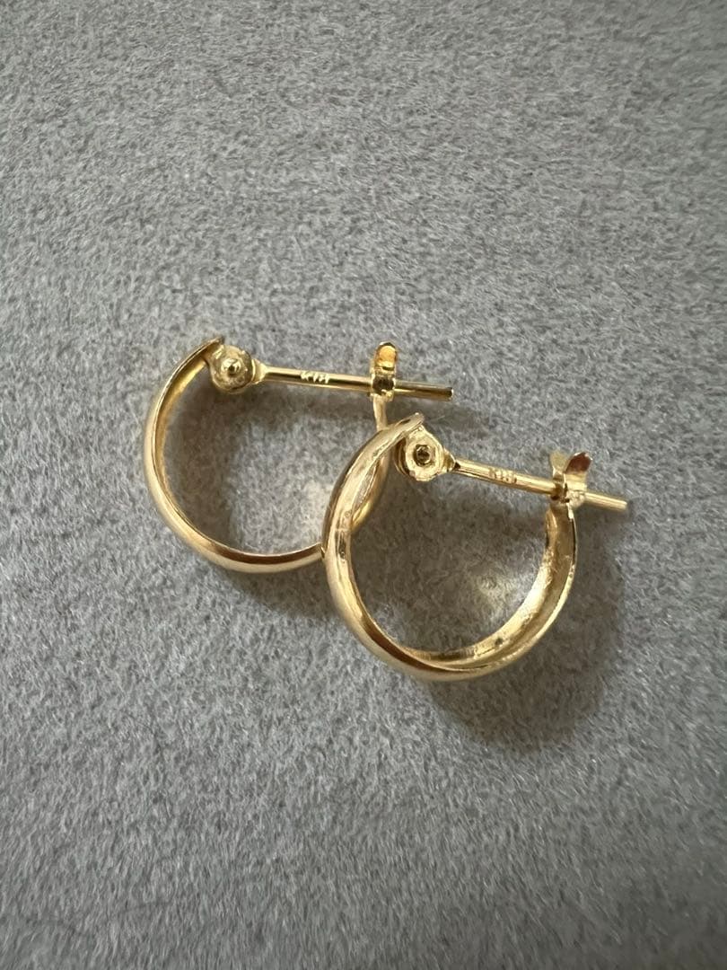 K18 フープピアス 18金 イエローゴールド 直径10mm×3mm ♡