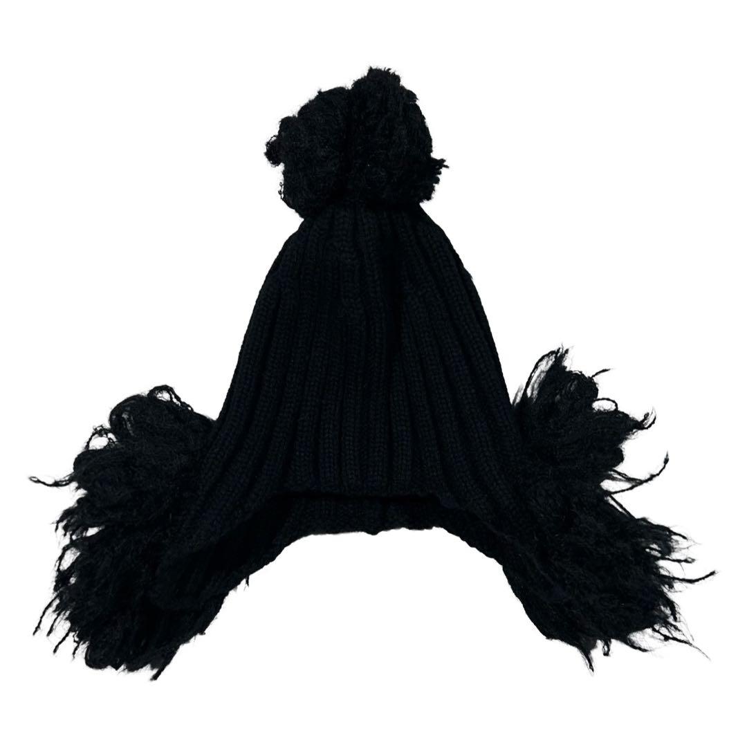 TAO コムデギャルソン ファーボンボンニット帽 ビーニー　黒 耳当て