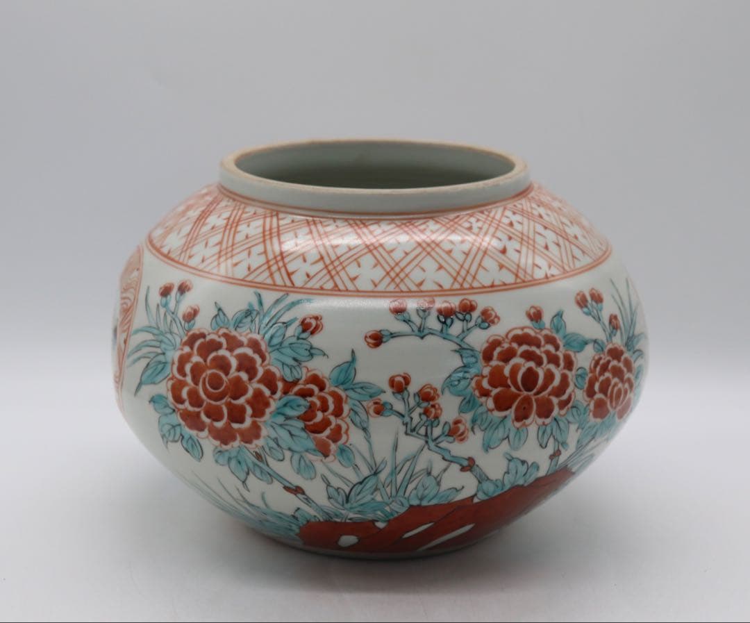 五良大夫祥瑞造　赤絵壺　送料込み250517