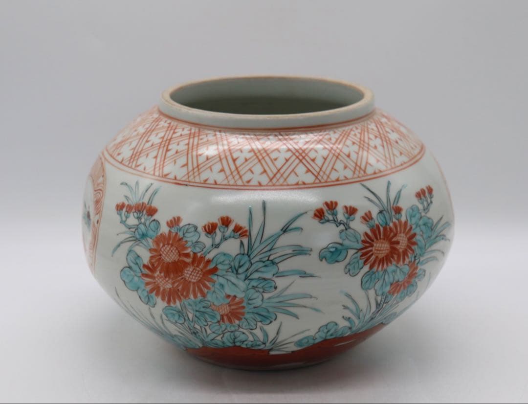 五良大夫祥瑞造　赤絵壺　送料込み250517