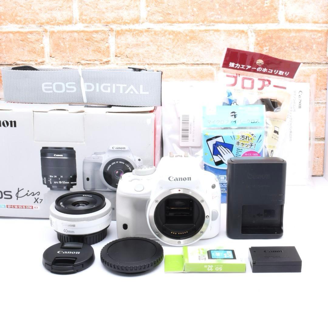 女性人気✨キャノン Canon Kiss X7✨ホワイト✨パンケーキレンズ
