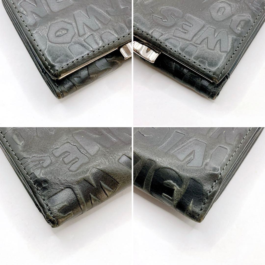 美品✨ヴィヴィアンウエストウッド 財布 オーヴ 総柄 レザー がま口 ブラック
