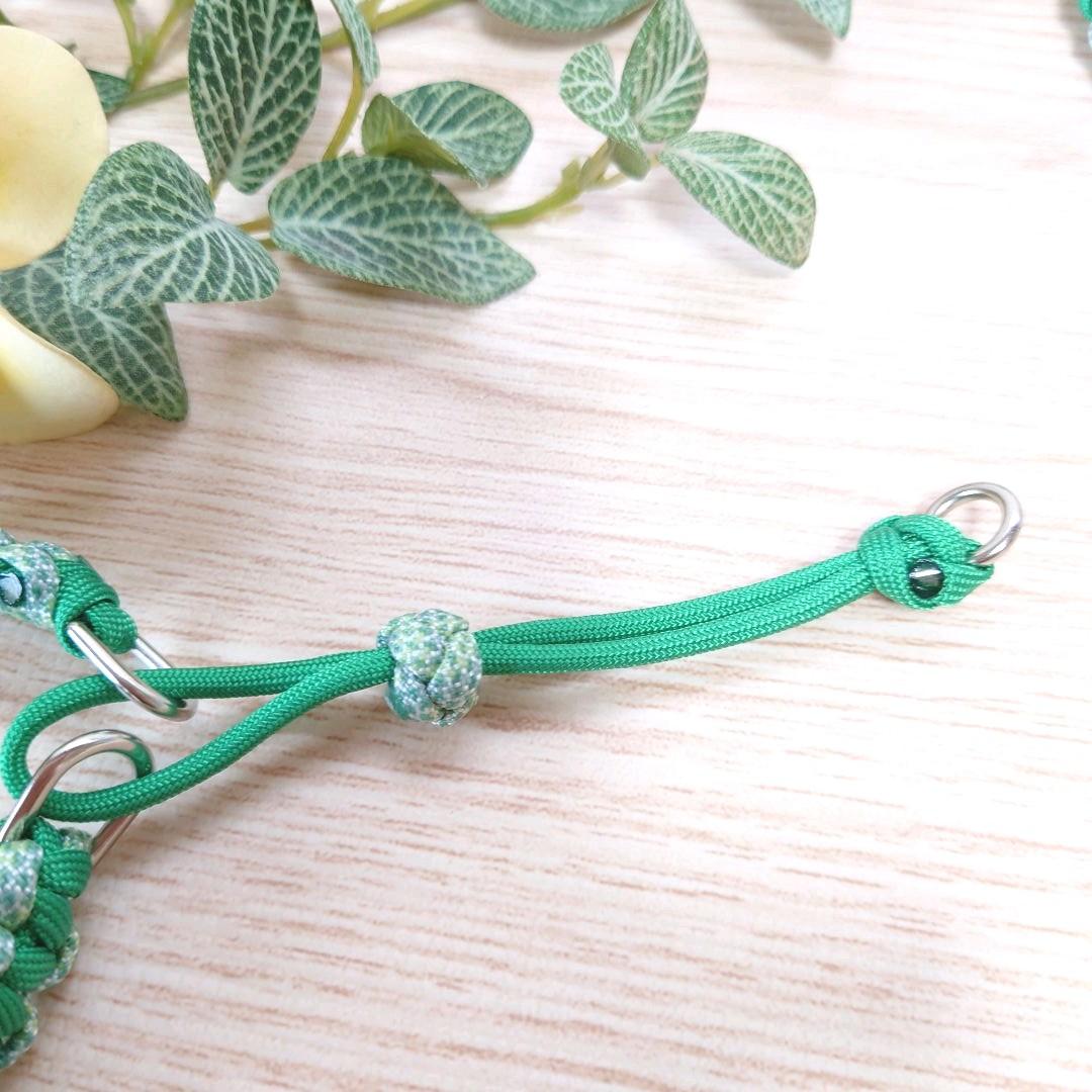 パラコードリード＆パラコード首輪　ハーフチョーク　グリーン　№030
