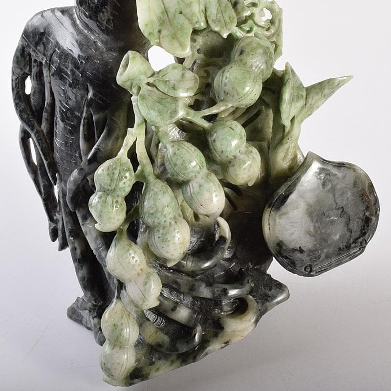 中国　玉石翡翠玉　果実彫　床飾　置物　重さ約1371g　D　R7574