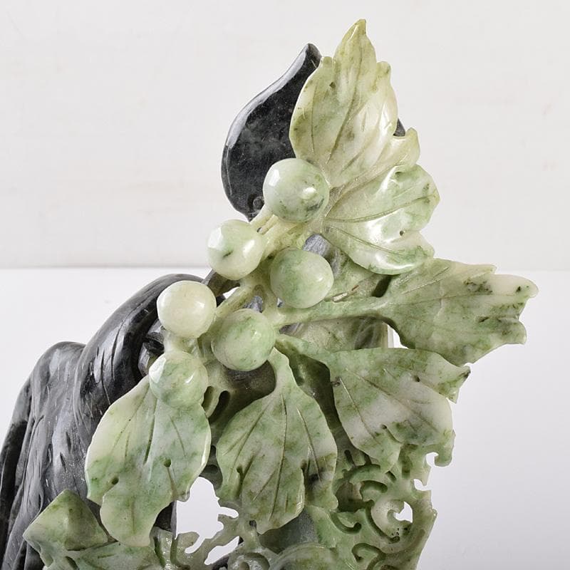 中国　玉石翡翠玉　果実彫　床飾　置物　重さ約1371g　D　R7574