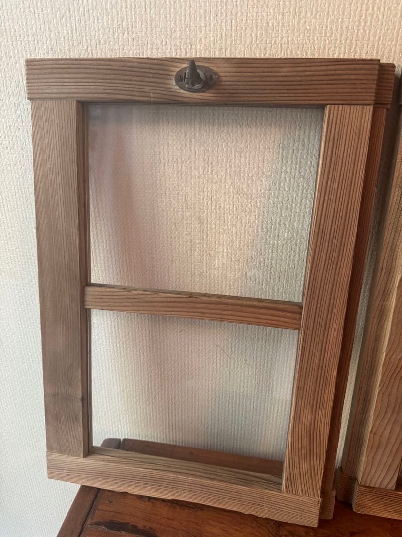 アンティーク ガラス扉 4枚セット 昭和レトロ 鍵付き扉DIY