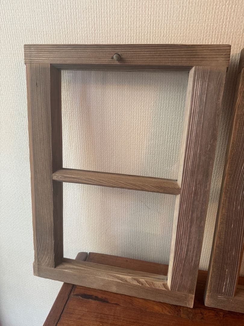 アンティーク ガラス扉 4枚セット 昭和レトロ 鍵付き扉DIY