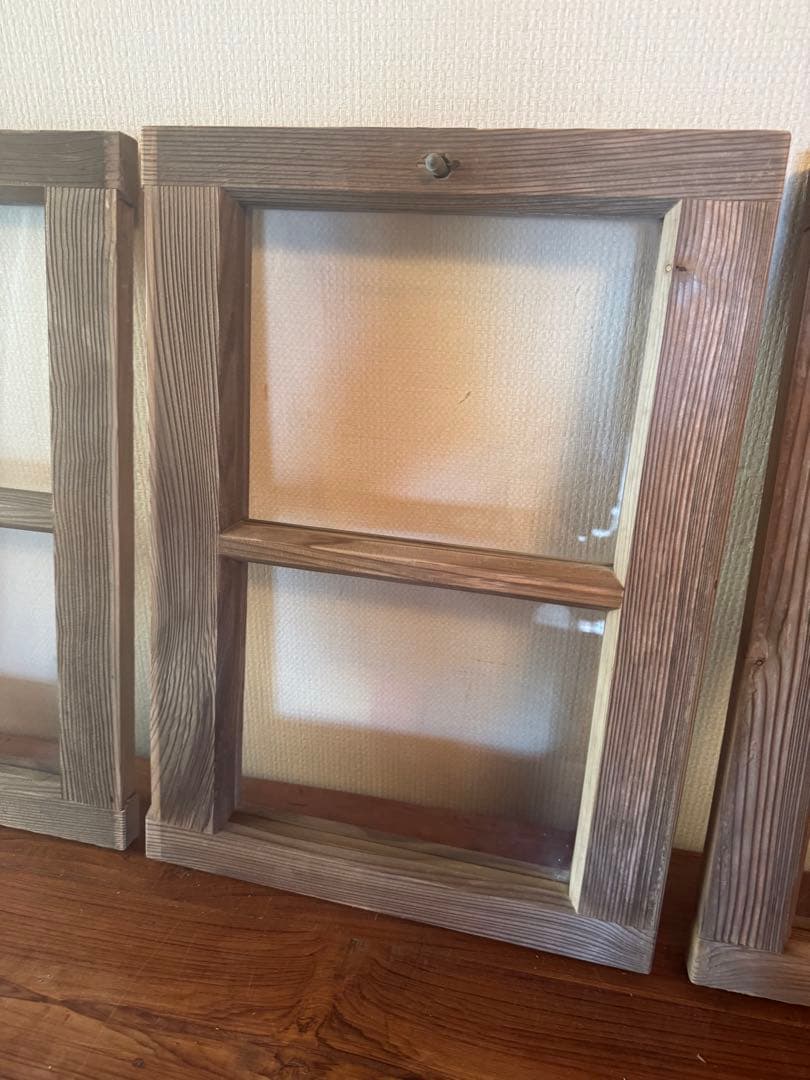 アンティーク ガラス扉 4枚セット 昭和レトロ 鍵付き扉DIY