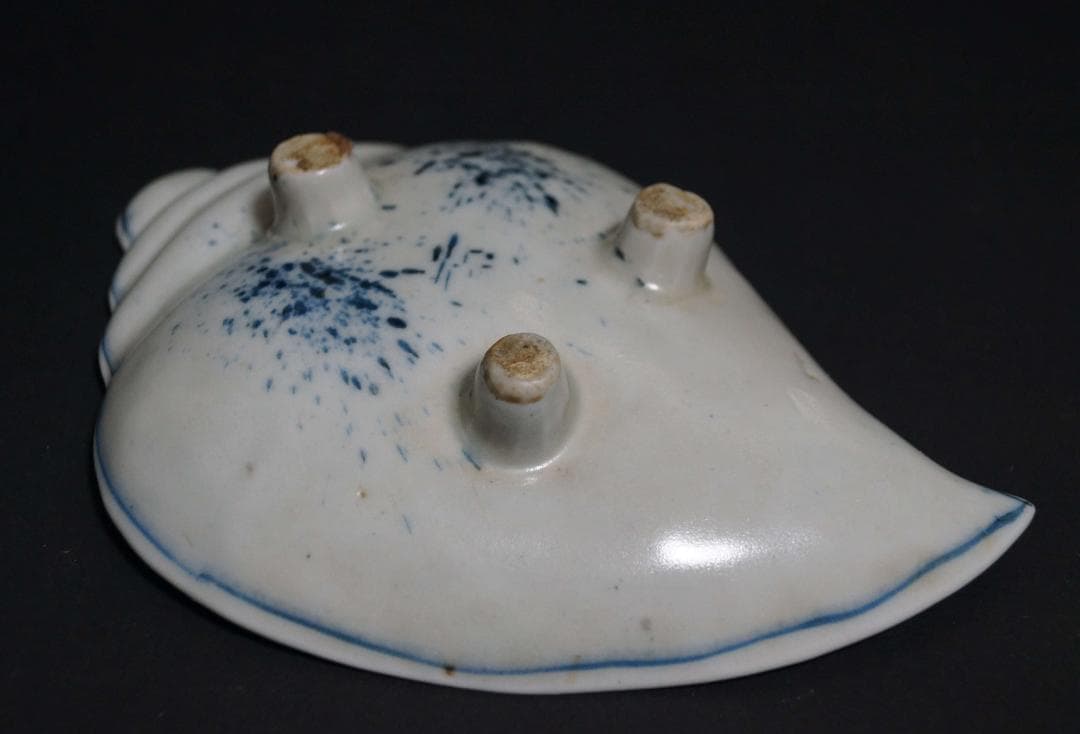 古伊万里焼 古染付 さざえ形 栄螺向付(五客)三足皿 茶事/茶道具★