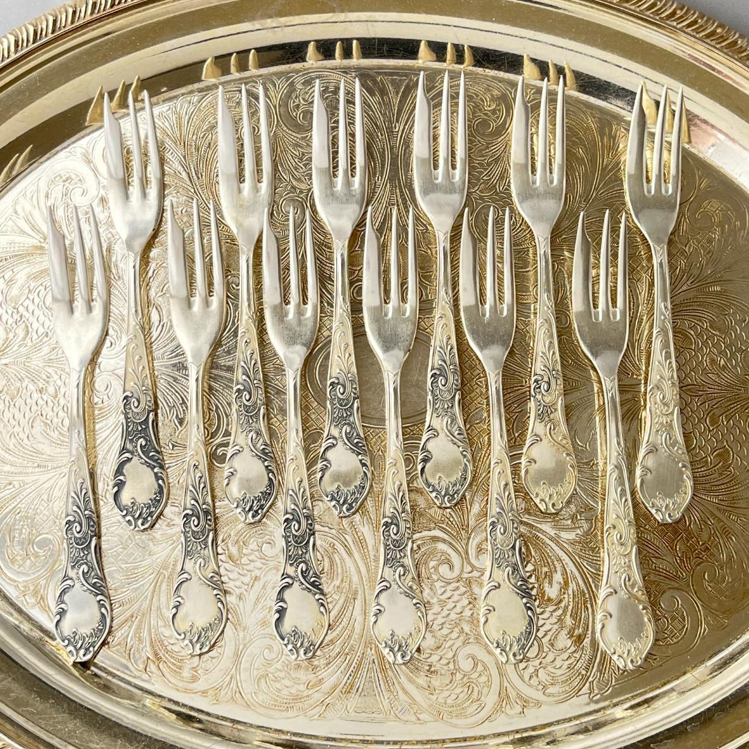 【ドイツ】ケーキフォーク 12本【シルバープレート】