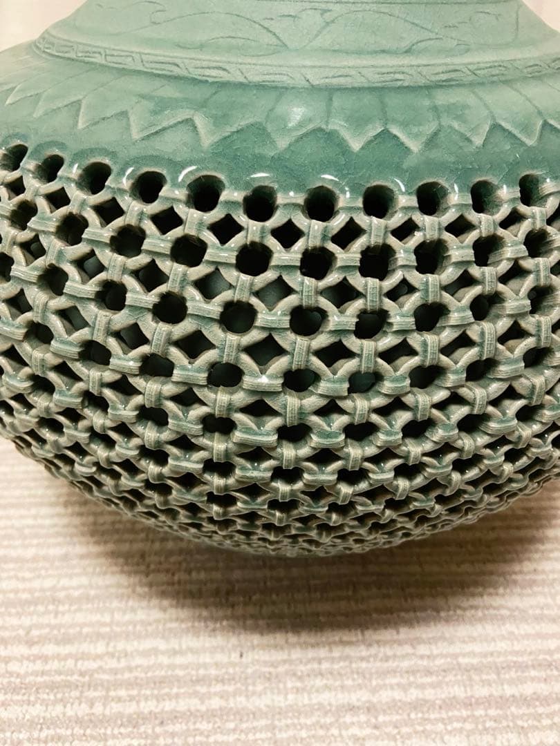 高麗青磁 壺 花瓶 置物　特大花瓶　インテリア