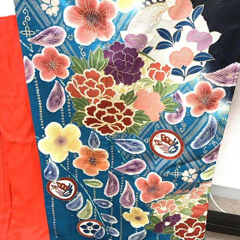 511w6〇引き振袖 金駒刺繍 金彩 地紋 花 掛下〇美品 結婚式 舞台衣装