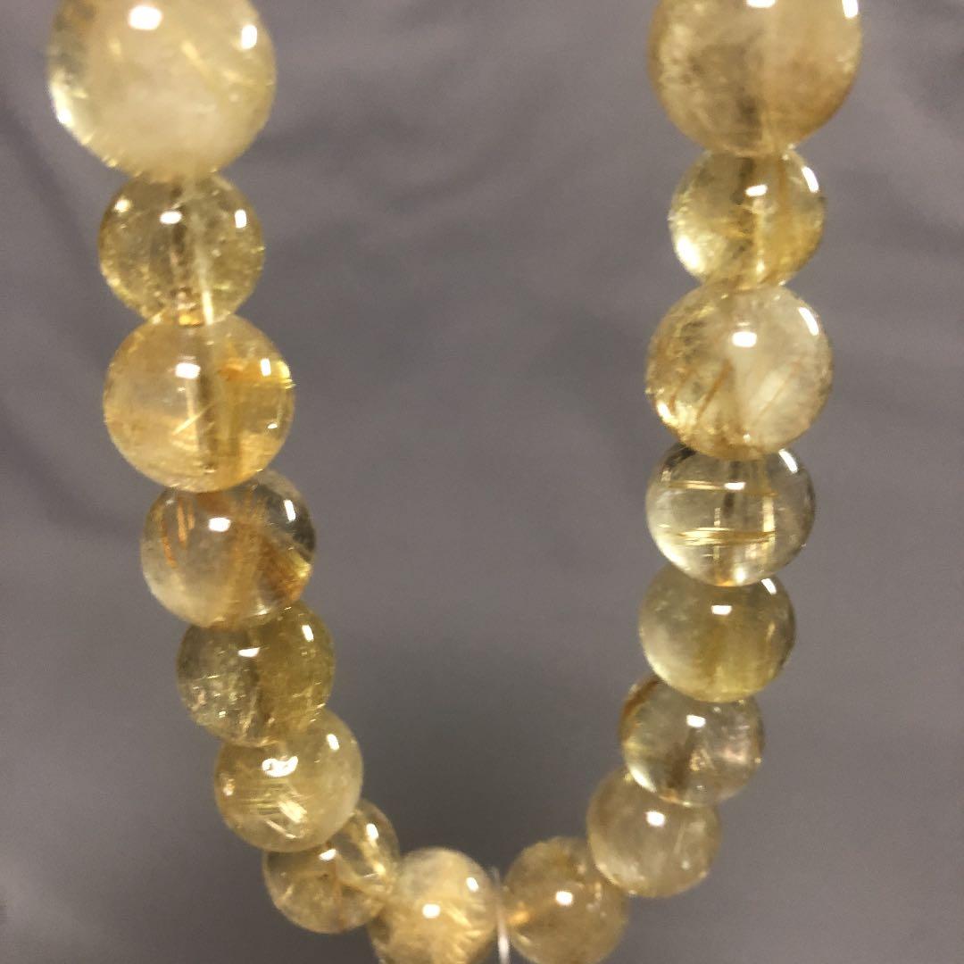 ルチルクォーツ念珠　最上級品　金線水晶