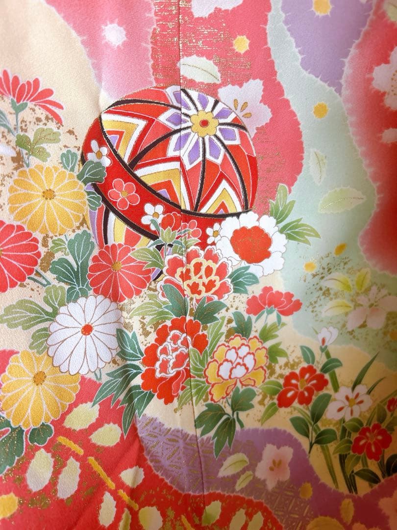 豪華正絹!赤×ゴールド♡七五三　7歳　女の子　フルセット　一式　辻ヶ花風