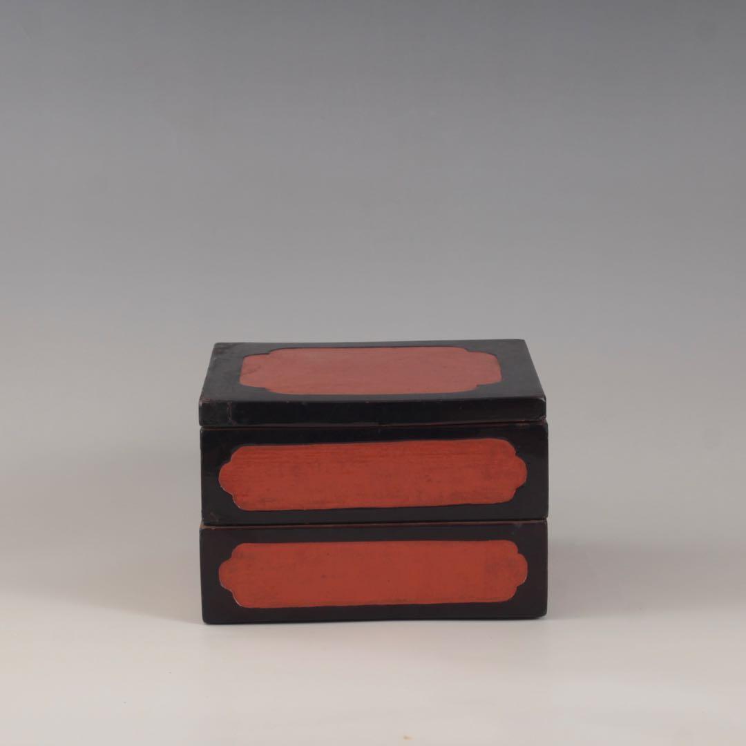 黒/朱 古い 二段重 漆器 古美術 古道具 アンティーク