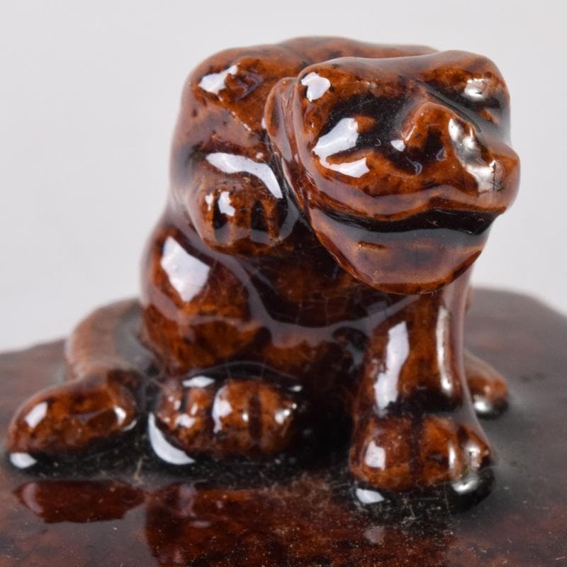 茶道具　大樋焼　松寿造　飴釉　寅香合　書付　共箱　V　8084