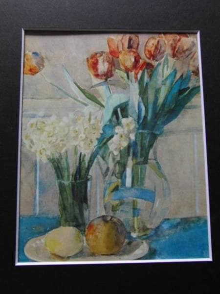 DEKAT（デカット）、チューリップ、水仙、果物、希少な額装用大判画集画