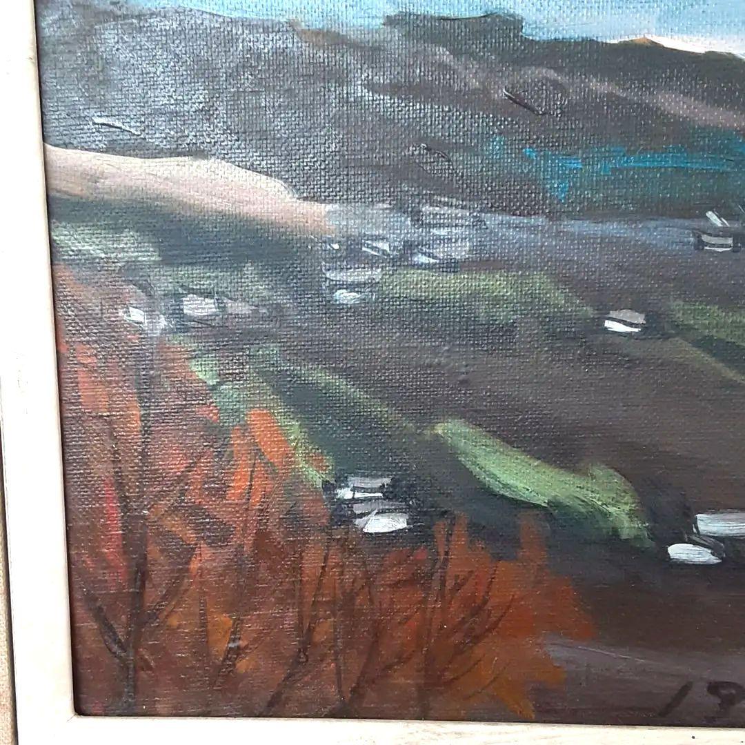 油絵　冬の伊那谷　松井幸司　F1号 S