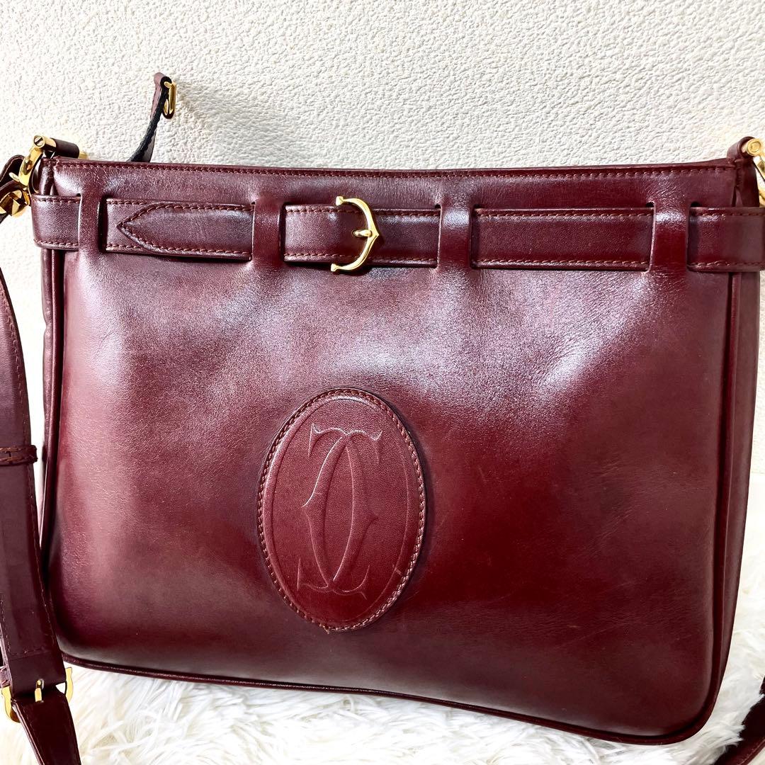 カルティエ　Cartier ショルダーバッグ　マストライン　ボルドー　ゴールド