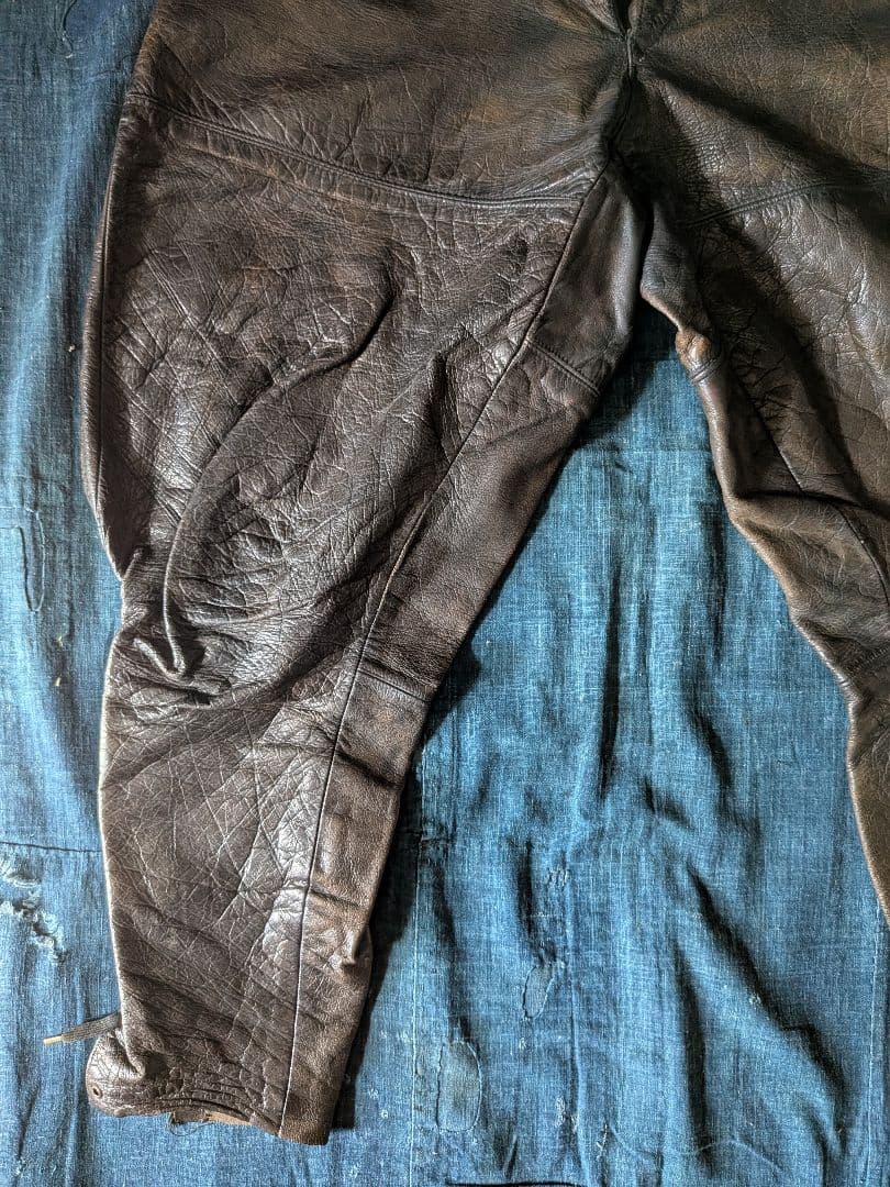 30s40s フランス ビンテージ レザージョッパーズパンツ モーターサイクル