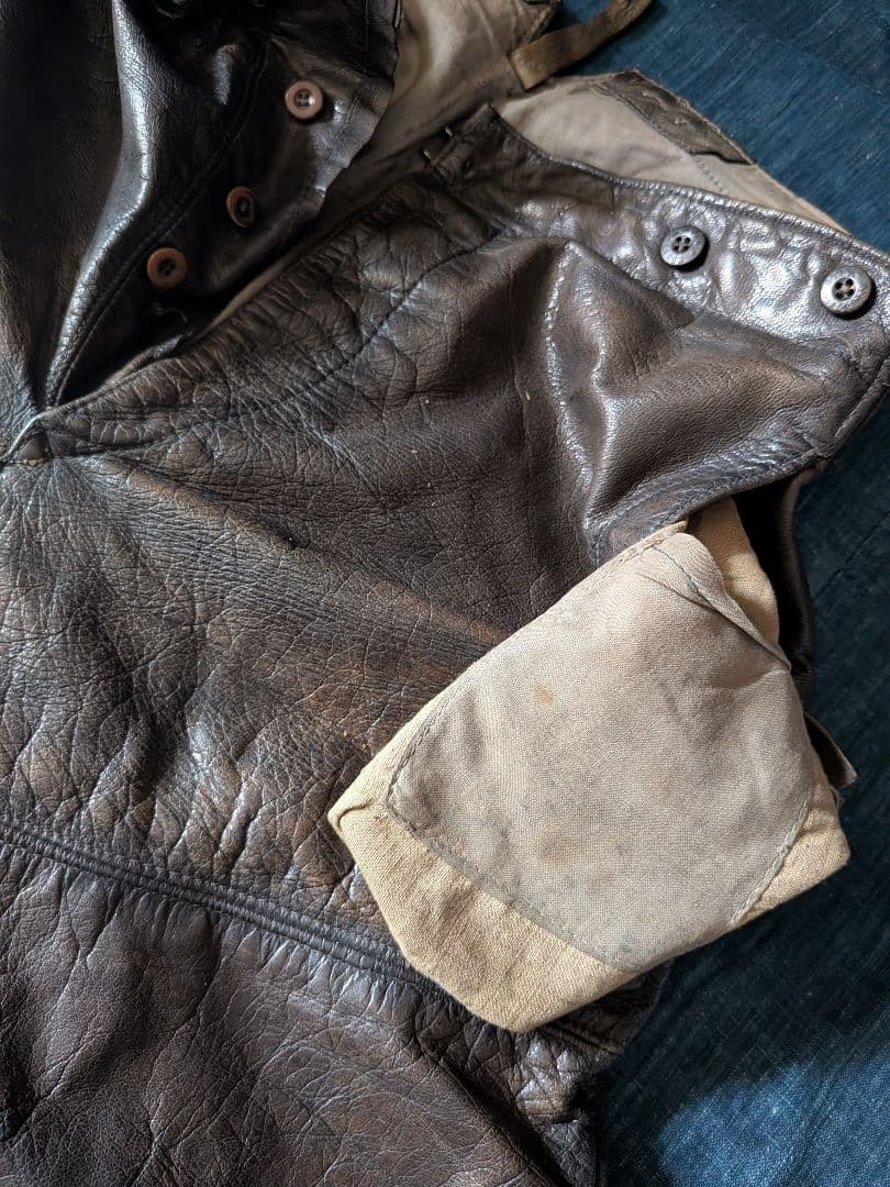 30s40s フランス ビンテージ レザージョッパーズパンツ モーターサイクル